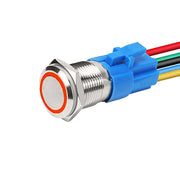 16mm Latching Push Button, 12-24V, Red LED, Socket included, ElectroAZ