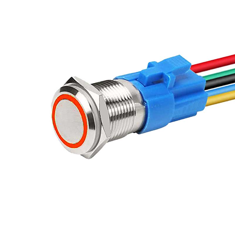 16mm Latching Push Button, 12-24V, Red LED, Socket included, ElectroAZ