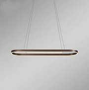 Lustra LED suspendata ovala 120W 6000lm, profil maro mat alungit 800mm, lumina reglabila prin telecomanda WiFi