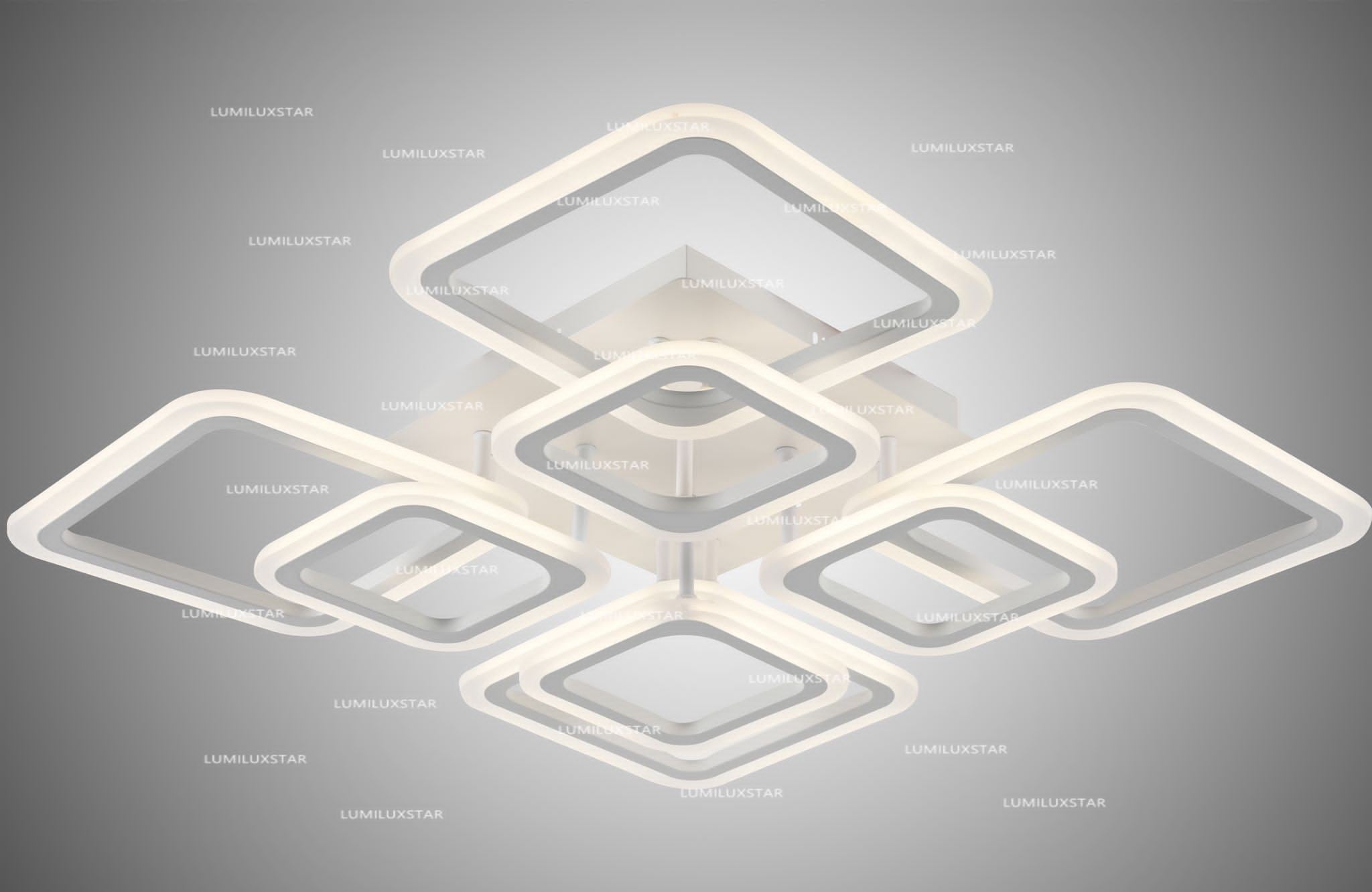 Lustra LED 192W 9800 lumeni, telecomanda WiFi 2.4G, design geometric patrat, lumina calda/neutra/rece reglabila