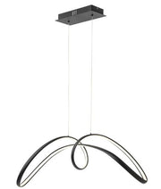 Lustra LED neagra suspendata 108W 5000lm design sculptural curb, lumina reglabila 3000K-6500K, telecomanda WiFi