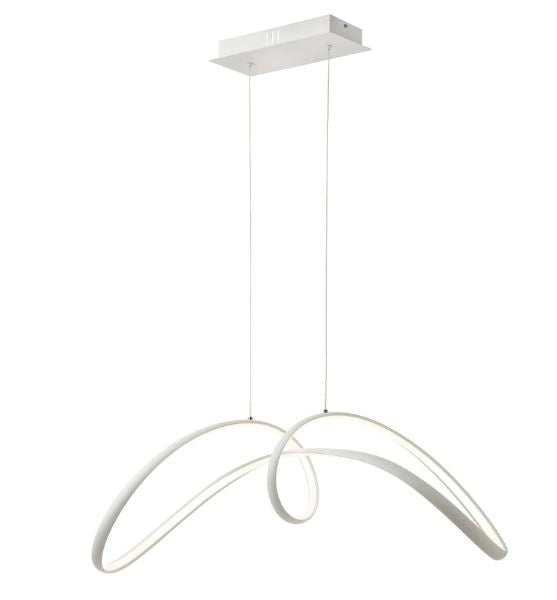 Lustra LED suspendata 108W design minimalist curbe asimetrice alb cu telecomanda WiFi lumina reglabila 3000K-6500K