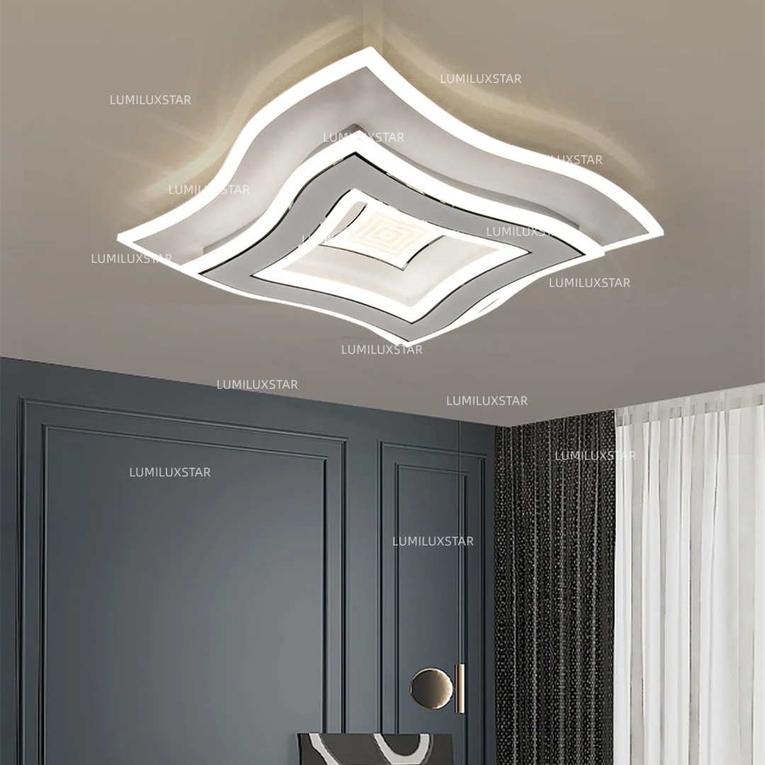 Plafoniera LED patrat 2 niveluri 120W, lumina calda/neutra/rece reglabila, telecomanda WiFi 2.4G, montaj tavan