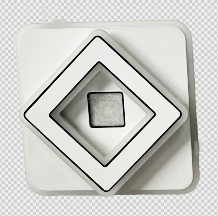 Plafoniera LED 100W cu telecomanda WiFi, design geometric patrat stratificat, 5000 lm, montaj aplicat tavan, 32cm