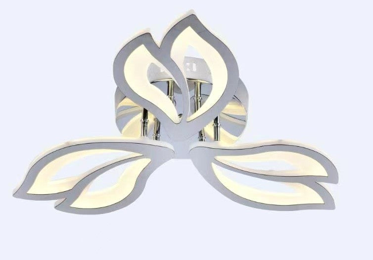 Plafoniera LED 60W cu design petale acril, finisaj crom, telecomanda WiFi, lumina calda/neutra/rece reglabila