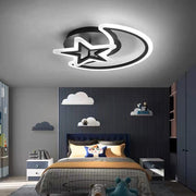 Plafoniera LED luna si stea neagra 78W 3500lm, montaj tavan, dormitor copii, lumina reglabila