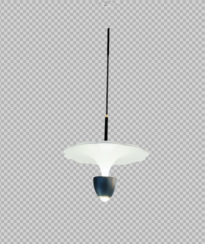 Lustra LED tip disc suspendata, cablu negru reglabil, difuzor acrilic alb si corp metalic gri, vedere laterala pe fond transparent