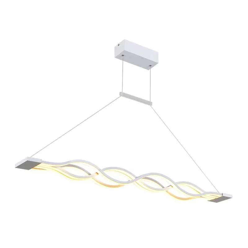 Lustra LED val 152W 7500 lumeni pe fond alb, vedere detaliata cu lumina calda activa