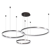 Lustra LED 3 inele suspendate 60cm 40cm 30cm, 74W 3500lm, lumina reglabila calda neutra rece, finisaj maro-argintiu