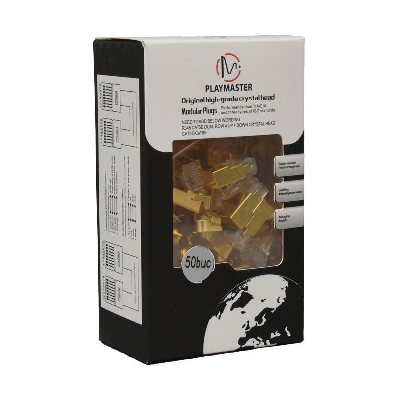 RJ45 S/FTP CAT 8 Gold Connector with Metal Shielding - 50 Pcs/Set