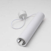 Lustra LED tubulara pe cablu 7W 4000K, corp cilindric aluminiu alb mat cu sursa integrata, design minimalist