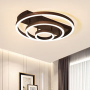 Lustra LED tavan 160W 8000lm, inele concentrice maro mat, lumina reglabila calda/neutra/rece, montaj plafon living