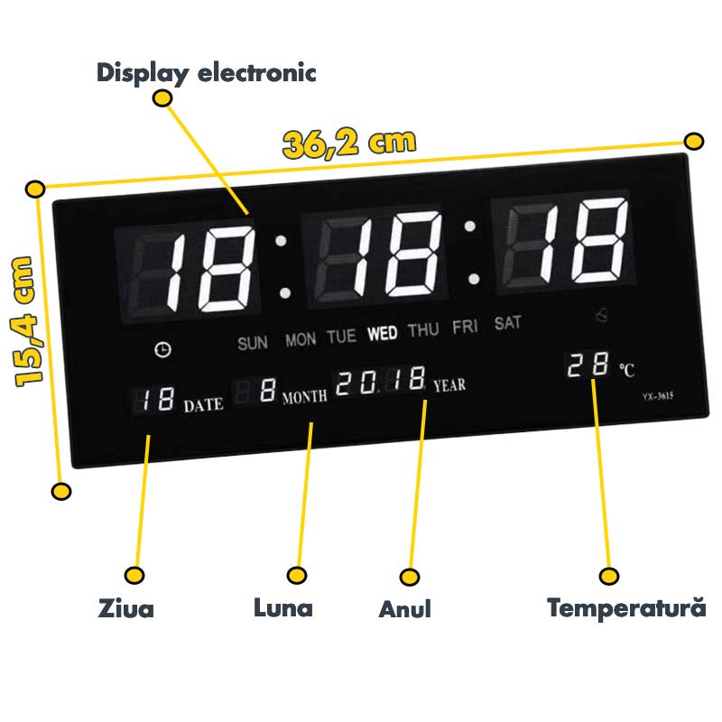 White LED Electronic Clock 3615D, Alarm