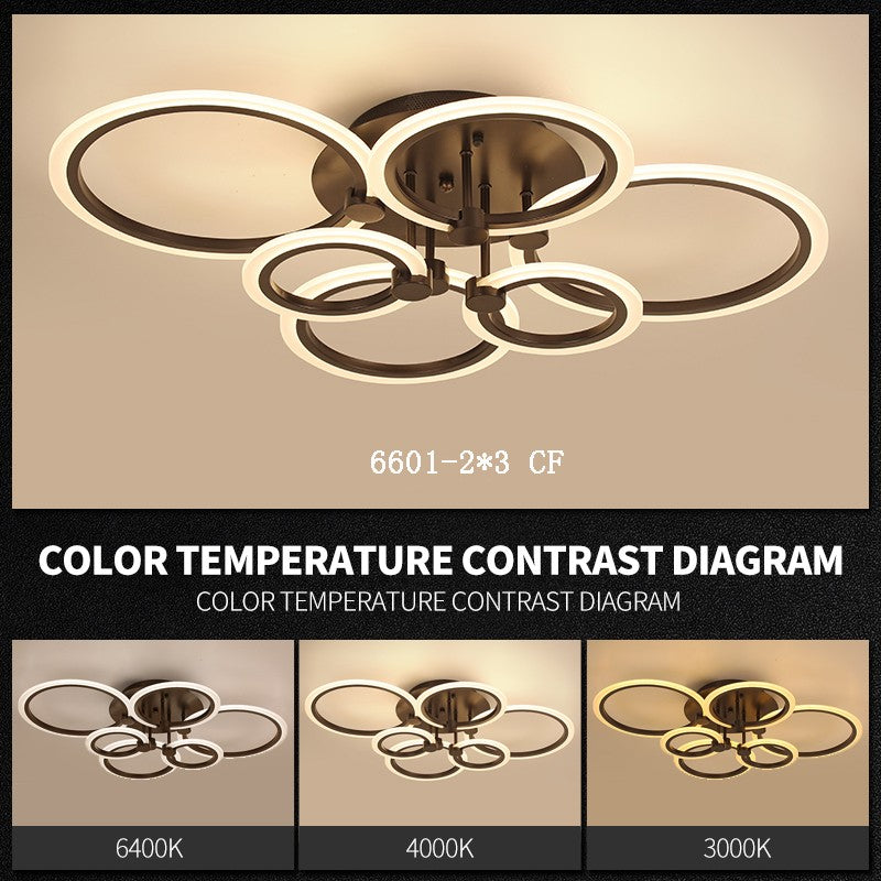 Plafoniera LED 6 inele cu 3 temperaturi de culoare reglabile: 6400K, 4000K si 3000K