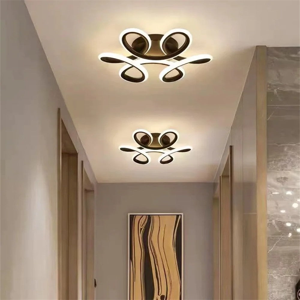 Lustra LED 27W neagra stil floral, montaj tavan, lumina calda, design modern pentru hol sau coridor