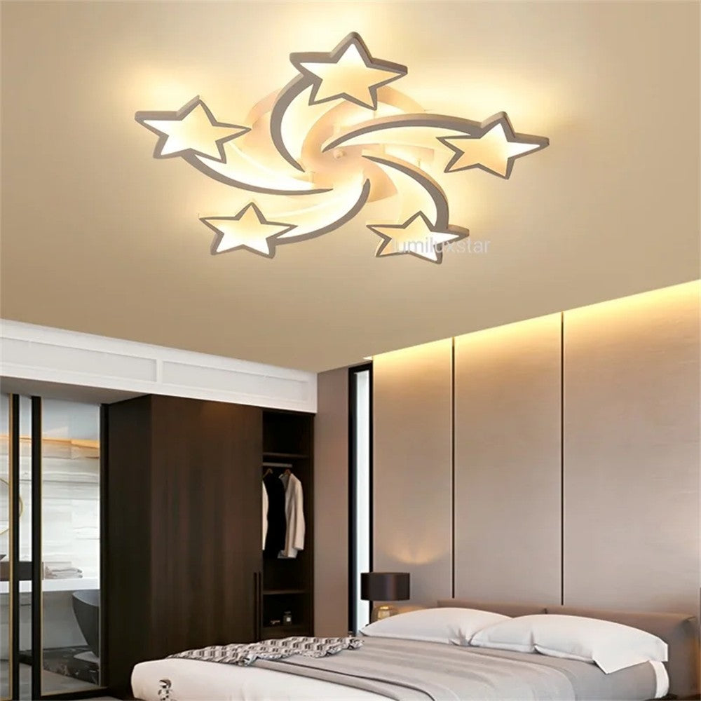 Plafoniera LED stea 100W 2500lm, lumina calda/neutra/rece reglabila, montaj direct pe plafon, design decorativ cu stele acril