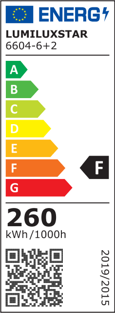 Eticheta energetica clasa F, consum 260 kWh/1000h, plafoniera LED 260W cu module patrate acril