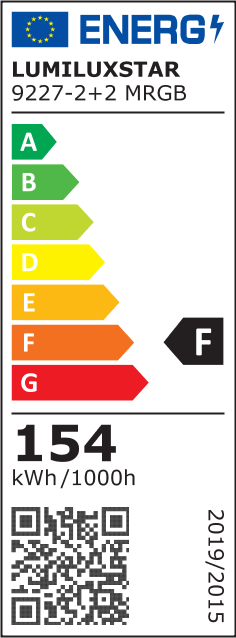 Eticheta energetica clasa F pentru plafoniera LED, consum 154 kWh/1000h