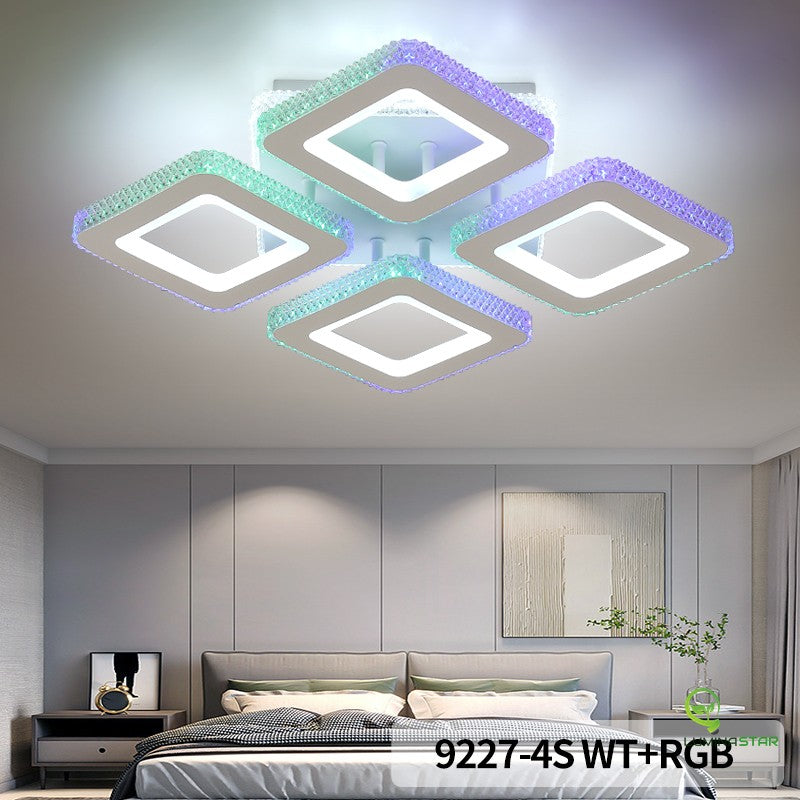 Plafoniera LED acril 140W cu RGB montat pe tavan dormitor modern, efect cristal multicolor