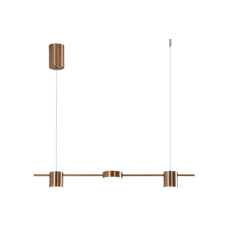Lustra LED suspendata 30W bara orizontala 700mm cu 3 surse LED, finisaj cupru periat, telecomanda WiFi 2.4G
