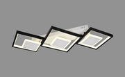 Lustra LED tavan 78W, trei module patrate, rama neagra, lumina reglabila 3000K-6500K, telecomanda WiFi