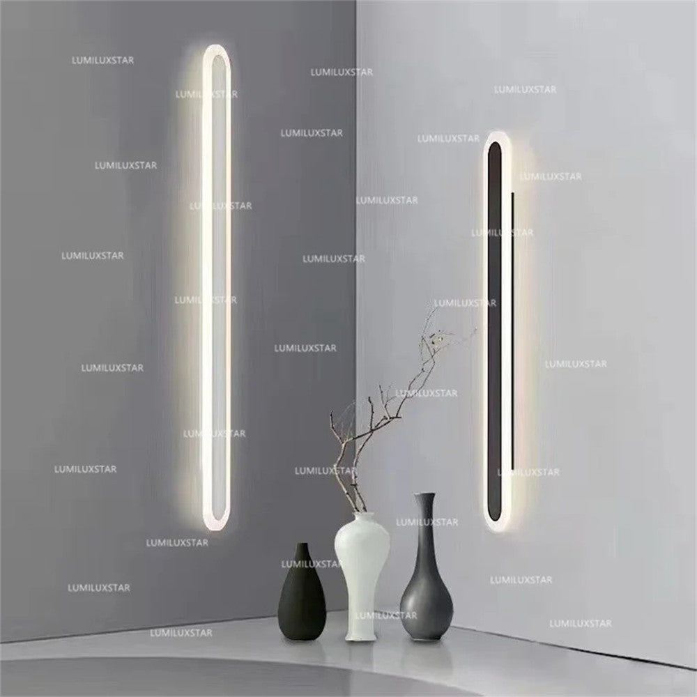 Aplica LED bar liniara montaj perete, variante alb si negru, lumina calda, decor interior minimalist
