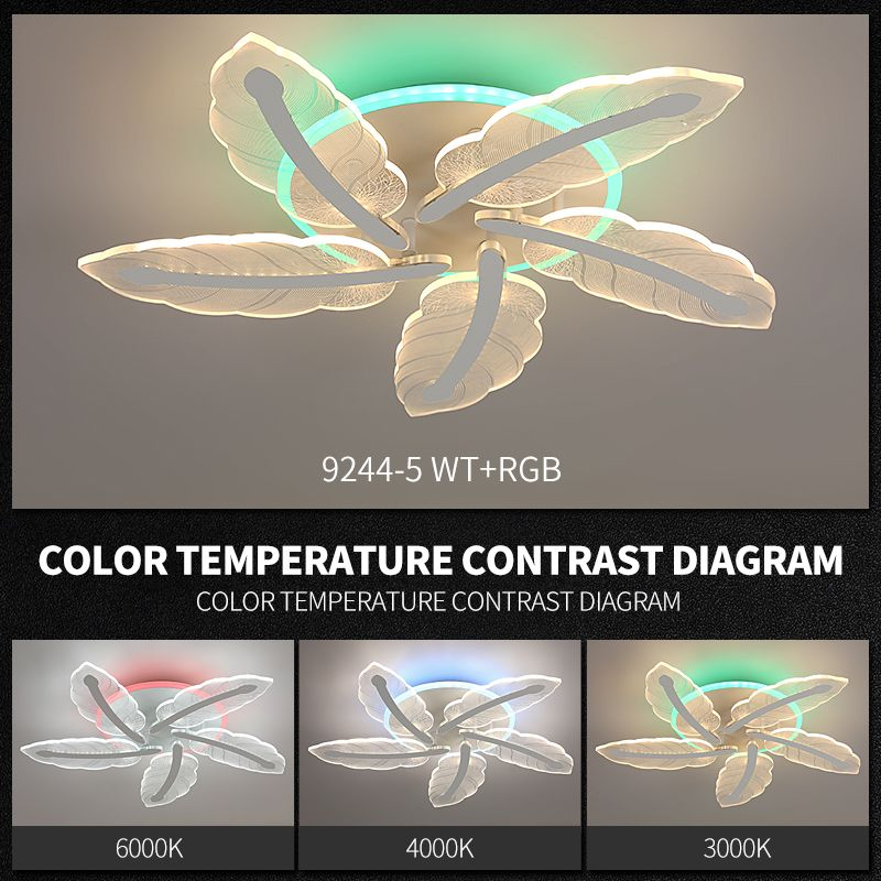 Plafoniera LED 96W cu aripioare acril si inel RGB, temperaturi reglabile 3000K-6000K, montaj tavan
