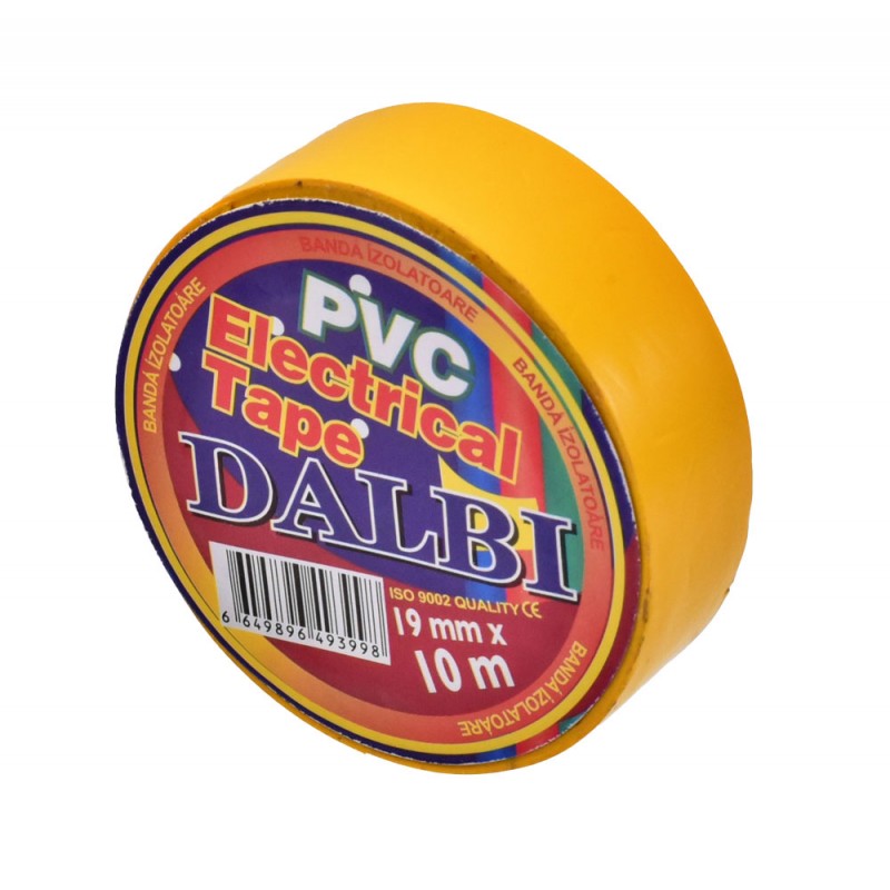 Set of 10x Flame Retardant Electrical Tape, PVC, 19mm Width, 10m Length per Roll, Yellow