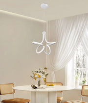 Lustra LED suspendata 30W, design floral cu tuburi curbate din acril, lumina alba, montaj tavan, deasupra mesei de dining