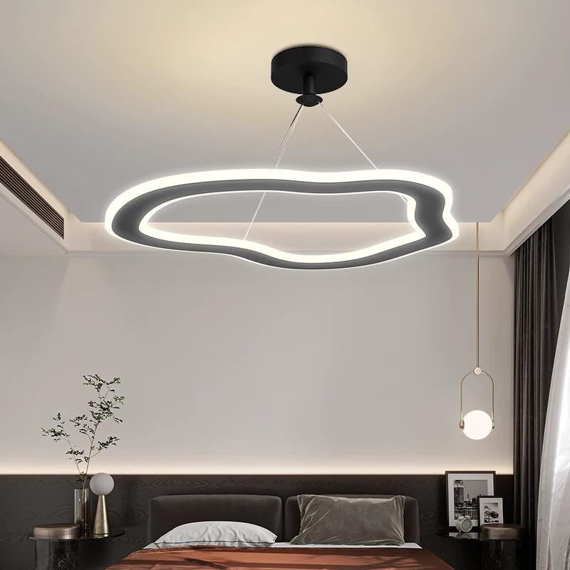 Lustra LED cu contur organic tip nor, montaj suspendat, lumina calda in dormitor