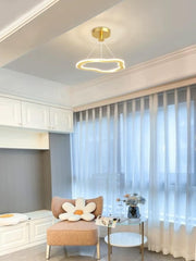 Lustra LED 27W forma nor, finisaj auriu, 1425lm, IP20, montaj tavan, lumina calda in camera de zi