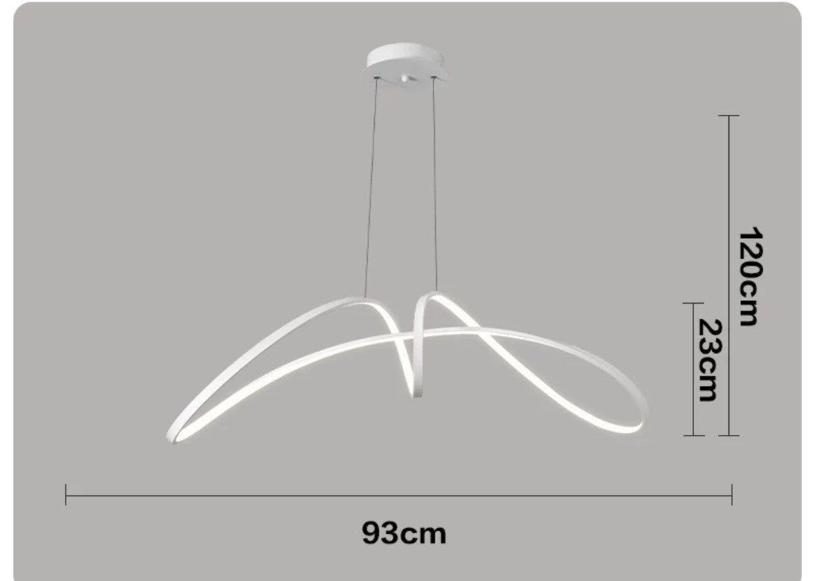 Lustra LED suspendata dimensiuni 93x23cm cablu reglabil pana la 120cm vedere laterala cu cote