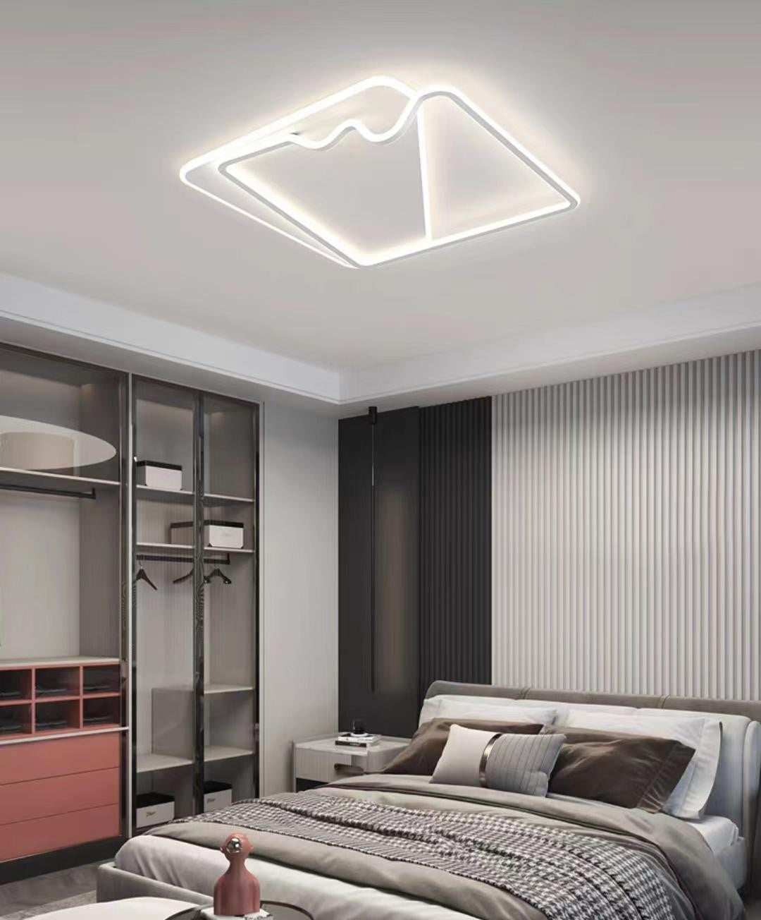 Plafoniera LED 160W 8000 lumeni, design geometric monti, lumina reglabila 3000K-6500K, montaj tavan dormitor modern