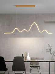 Lustra LED suspendata design val auriu, 64W, 3000lm, lumina calda/neutra/rece reglabila, deasupra masa dining