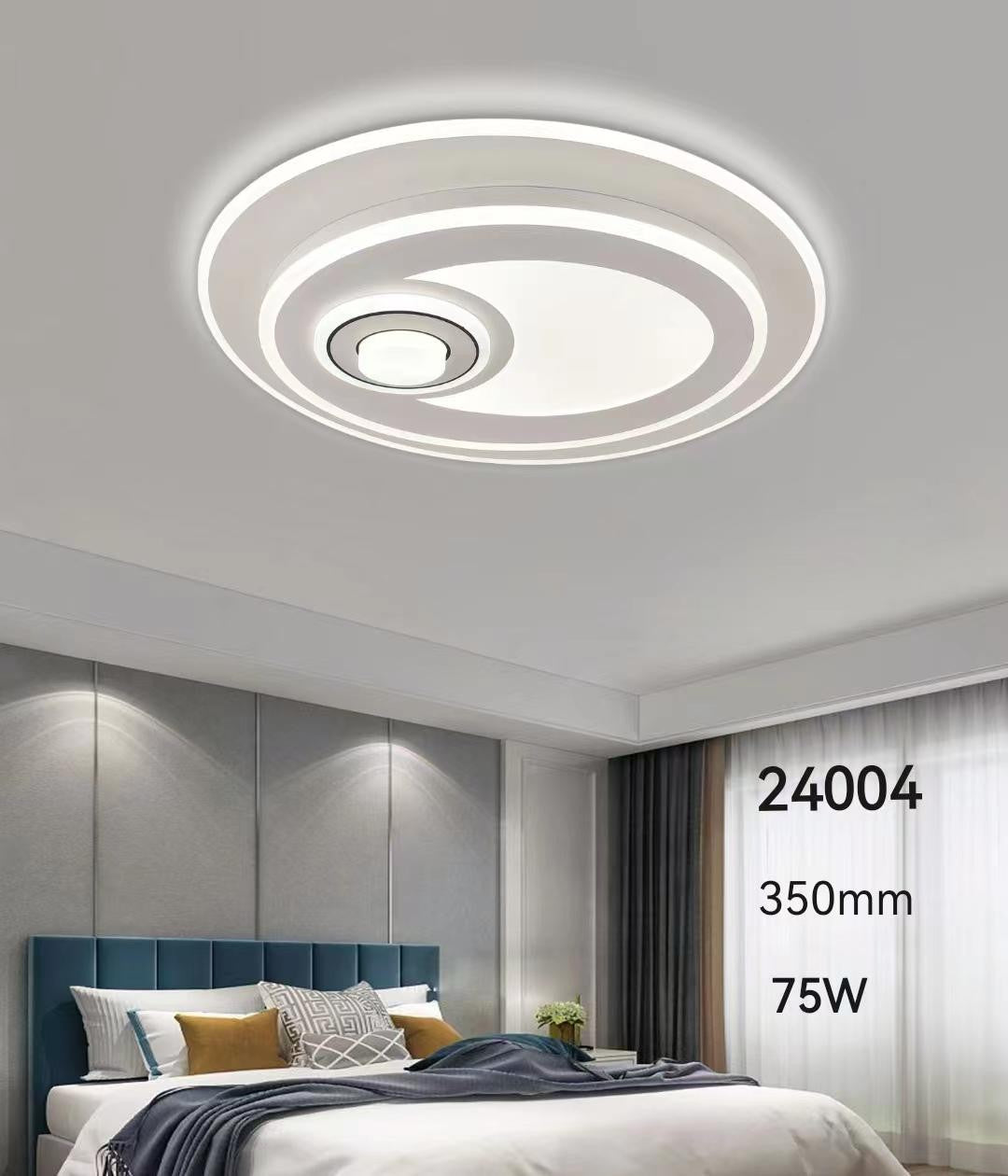 Plafoniera LED 75W cu inele concentrice, diametru 35cm, lumina reglabila 3000K-6500K, montaj tavan dormitor