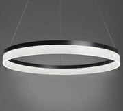 Lustra LED inel 60cm negru mat, 33W, lumina reglabila calda/neutra/rece, suspendata cu cabluri subtiri