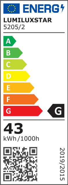 Eticheta energetica clasa G, consum 43 kWh/1000h, lustra LED ring suspendata