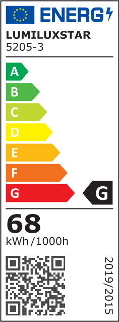 Eticheta energetica clasa G, 68 kWh/1000h, lustra LED ring suspendata
