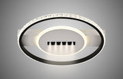 Plafonier LED inelar cu cristale acrilice si rama neagra, 52W, design rotund pentru tavan