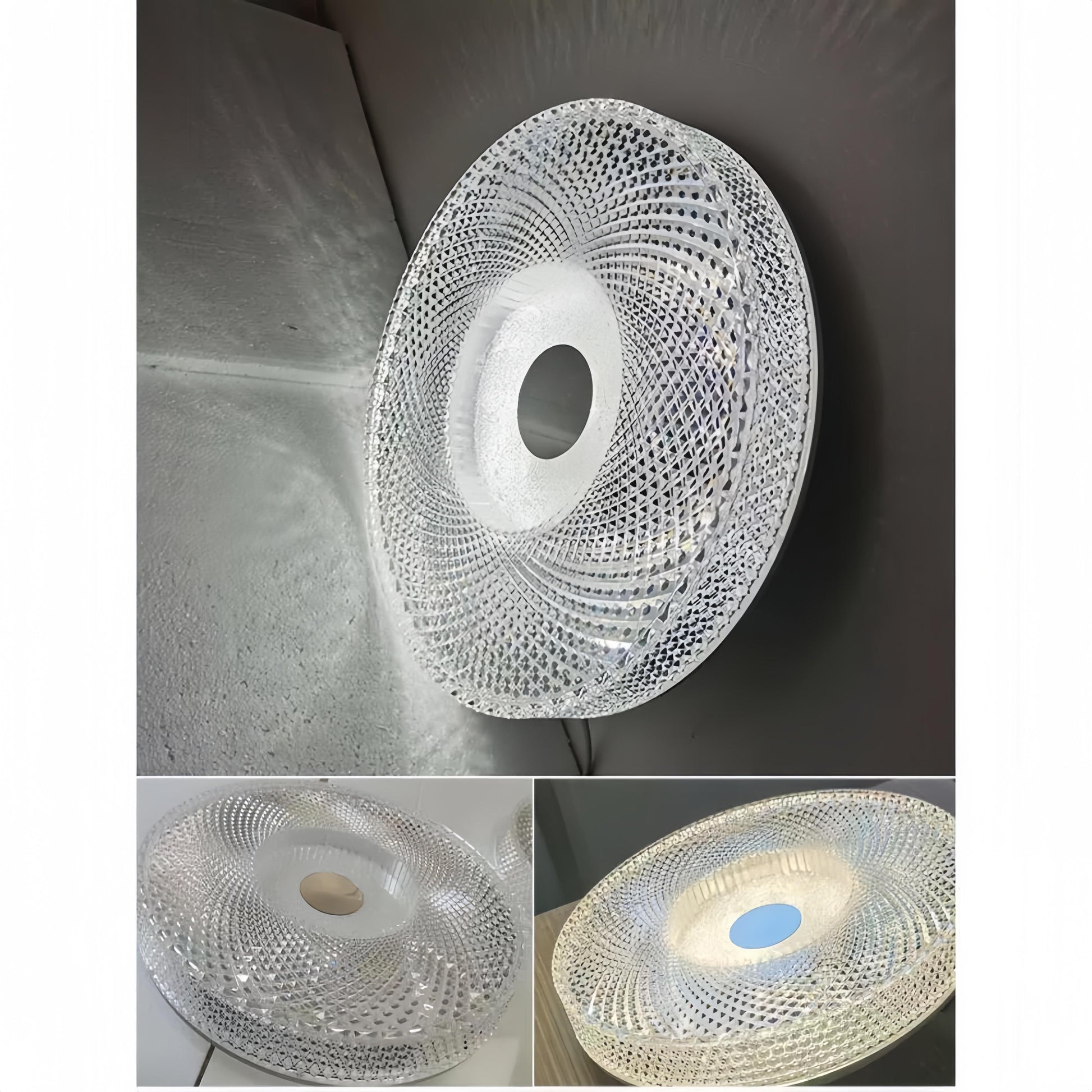 Plafoniera LED 72W cristal acril rotunda, abajur geometric cu efect decorativ, diametru 40cm, montaj tavan