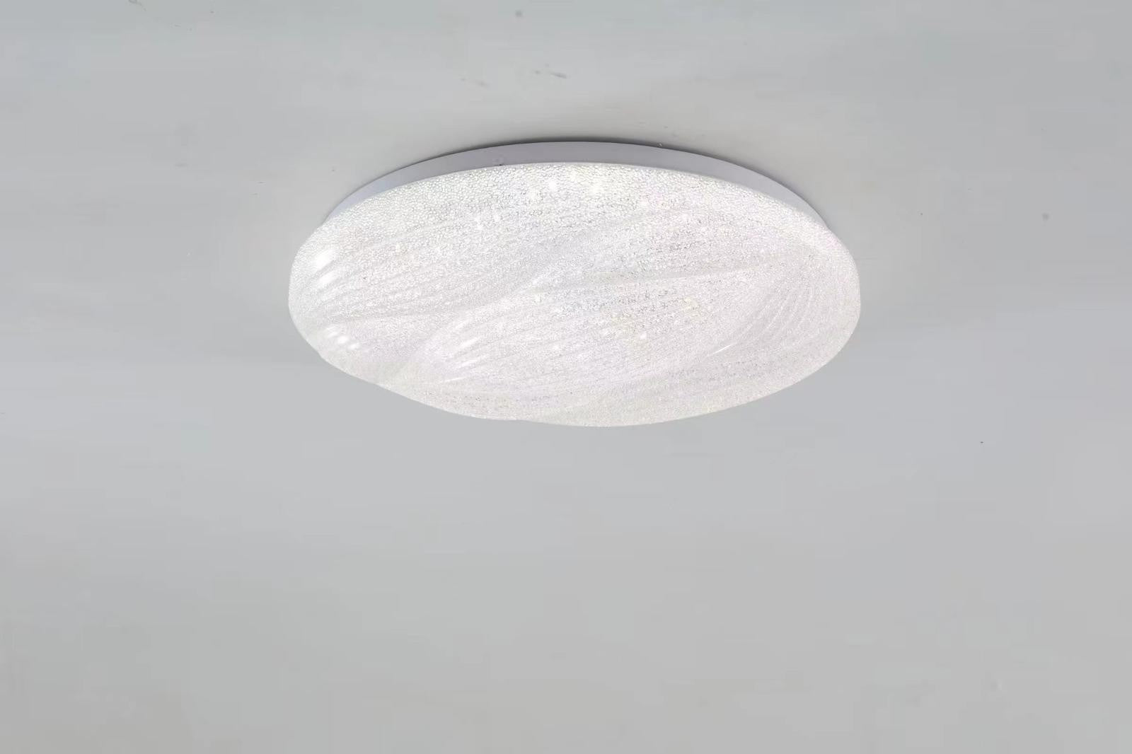Plafoniera LED rotunda alba, abajur acril cu model spiralat, montaj aplicat pe tavan