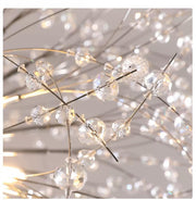 lustra sferica cu cristale acrilice fatetate pe brate metalice crom, G9x16, diametru 60cm, lumina calda