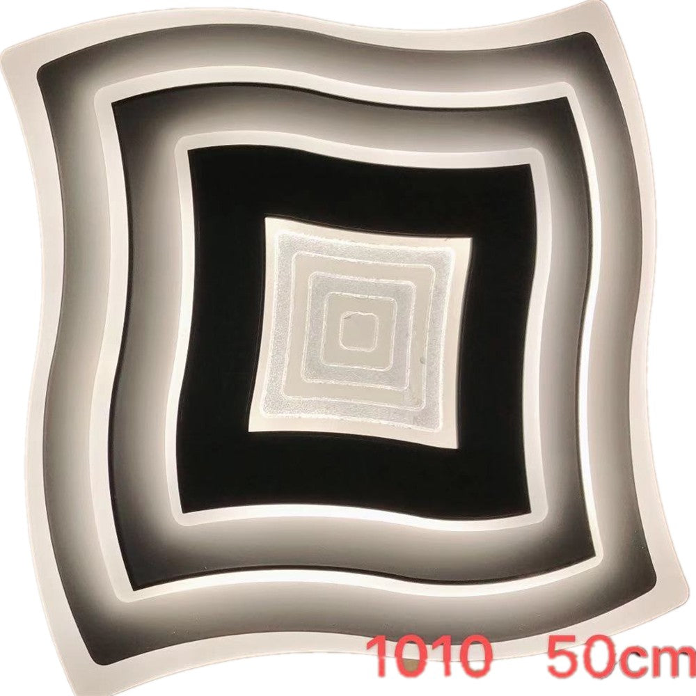 Plafoniera LED 91W, diametru 50cm, design geometric in straturi, lumina reglabila 3000K-6500K, montaj tavan