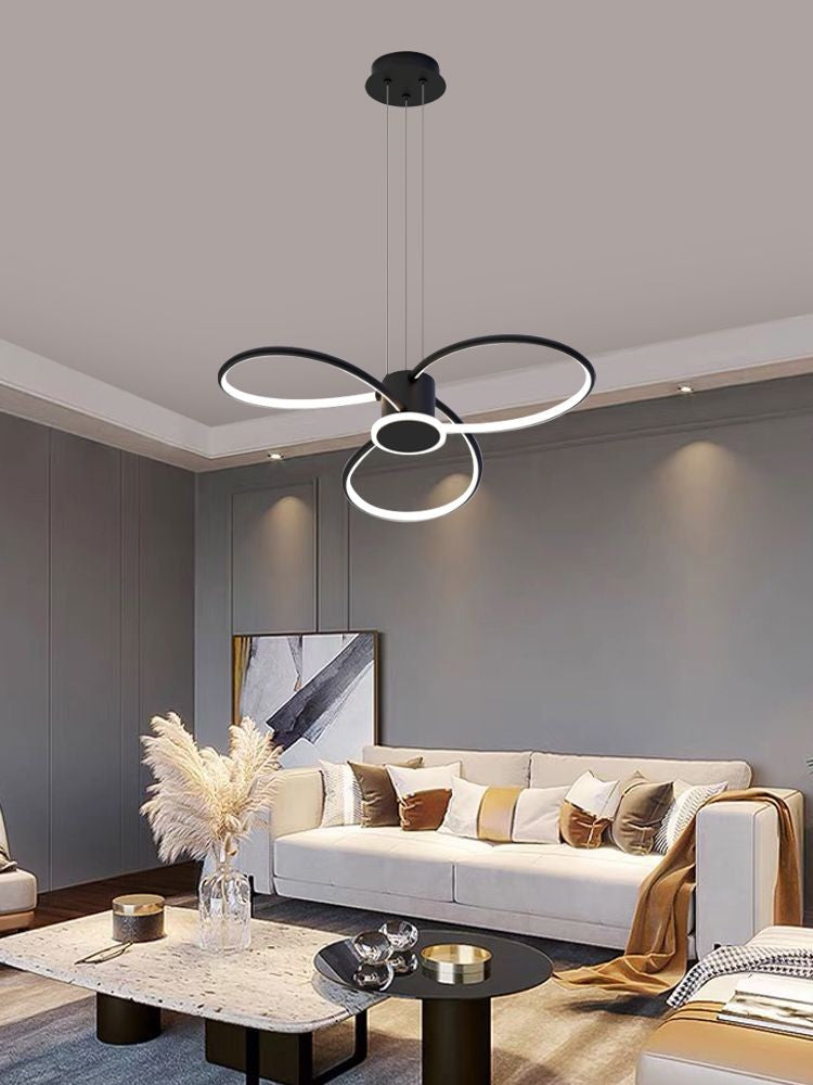 Lustra LED inelara neagra suspendata in living modern, 84W, lumina calda, diametru 70 cm