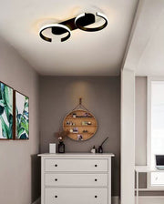 Lustra LED 40W inel dublu montaj tavan, lumina reglabila calda-rece, rama neagra mata, design modern living