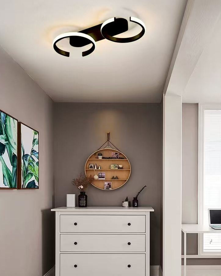 Lustra LED 40W inel dublu montaj tavan, lumina reglabila calda-rece, rama neagra mata, design modern living