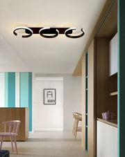 Lustra LED tavan 60W, 3 module inelare, lumina reglabila rece/neutra/calda, montaj aplicat, design modern negru