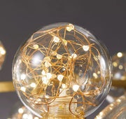 Bec LED glob transparent cu fire de cupru si micro-LED-uri, lumina calda 3000K, efect cer instelat