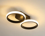 Lustra LED dublu inel negru mat, 44W, lumina calda/neutra/rece reglabila, montaj tavan, telecomanda WiFi