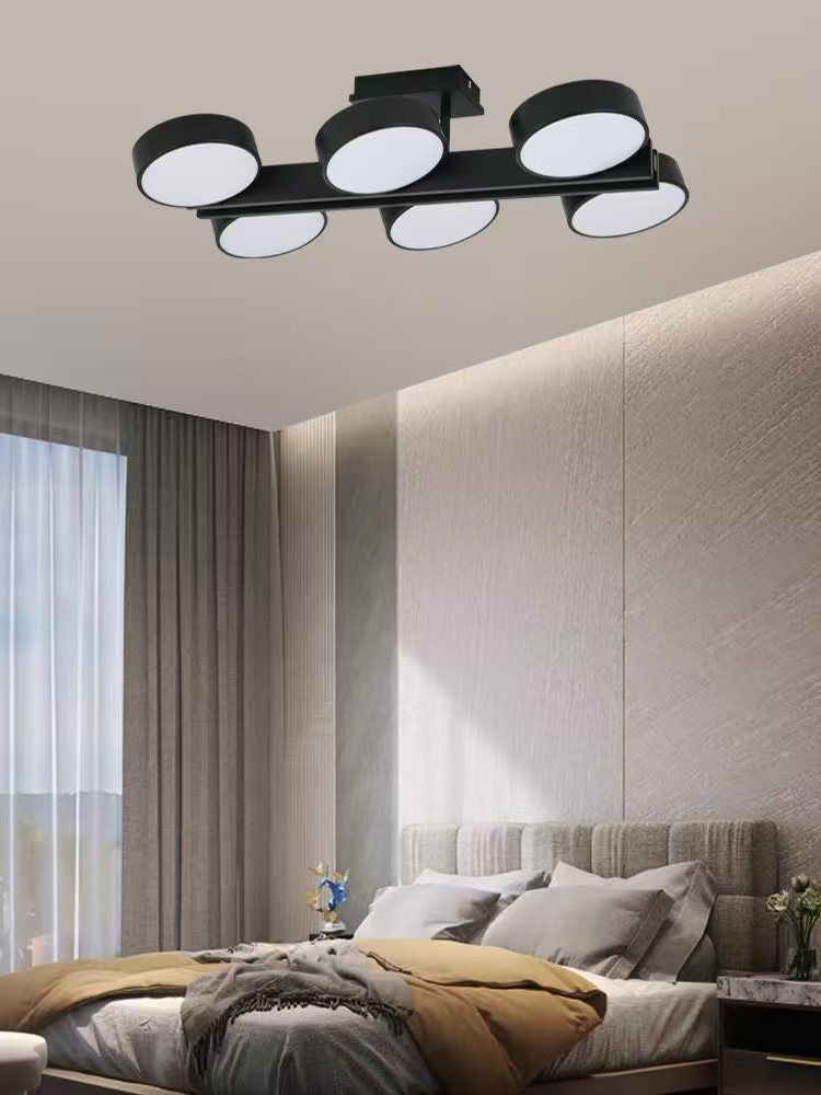Plafoniera LED neagra 6 capete 72W 3500lm, 3 temperaturi de culoare, montaj tavan, design minimalist dormitor